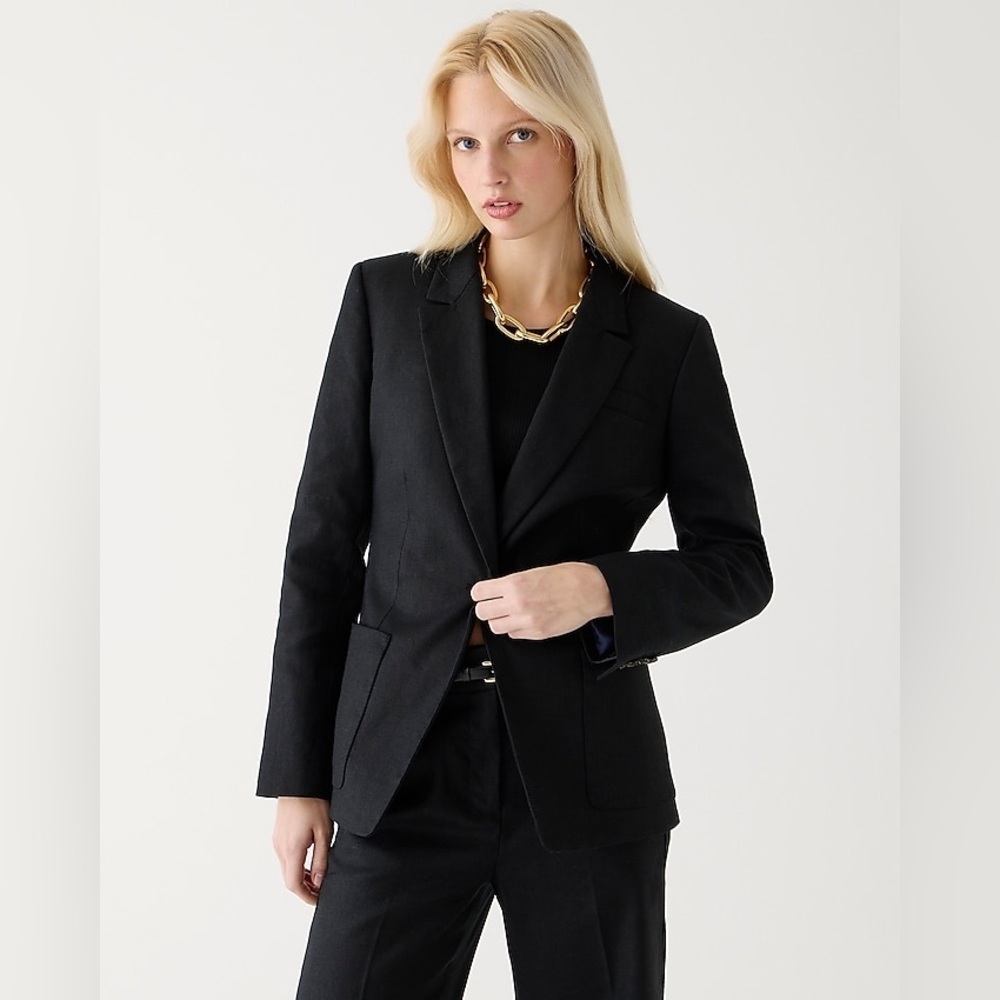 J Crew NAVY Tall Helena blazer in stretch linen blend BX795
